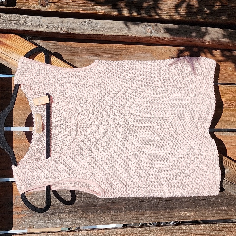 Kate Hill Light Pink Cotton Knit Sleeveless Top,  Sz Medium